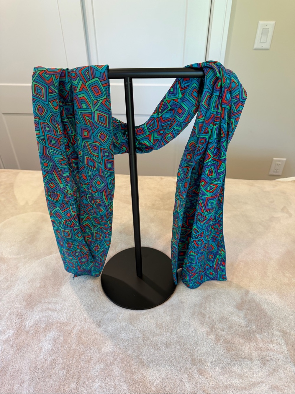 Vibrant Geometric Blue Teal Scarf